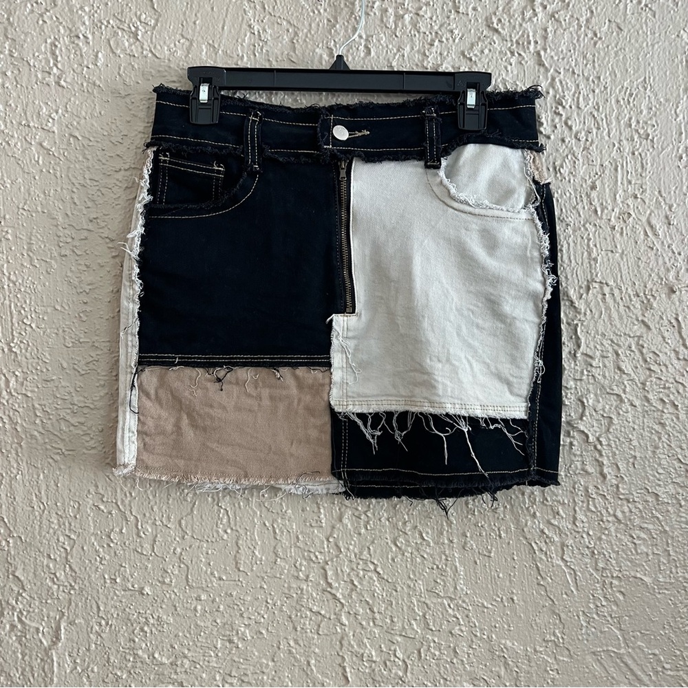 ⭐️ Color Block Jean Skirt